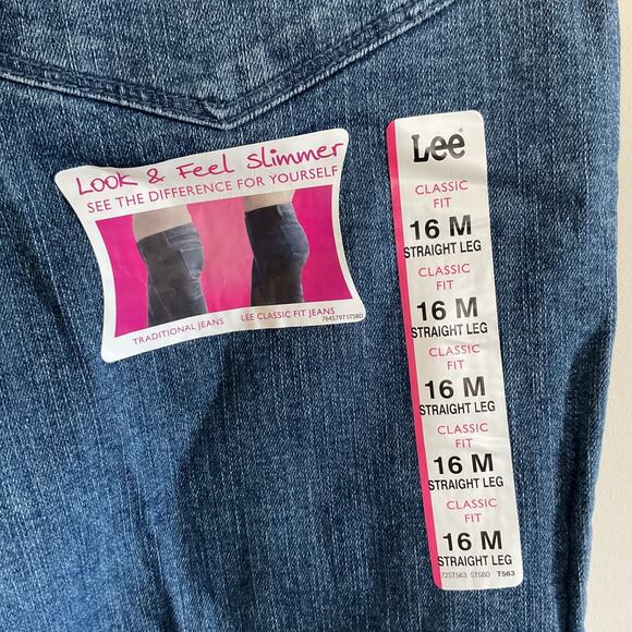 NWT Lee Women Instantly Slims Classic Fit Slim Straight Leg Denim Jeans 16 Blue - Picture 7 of 12